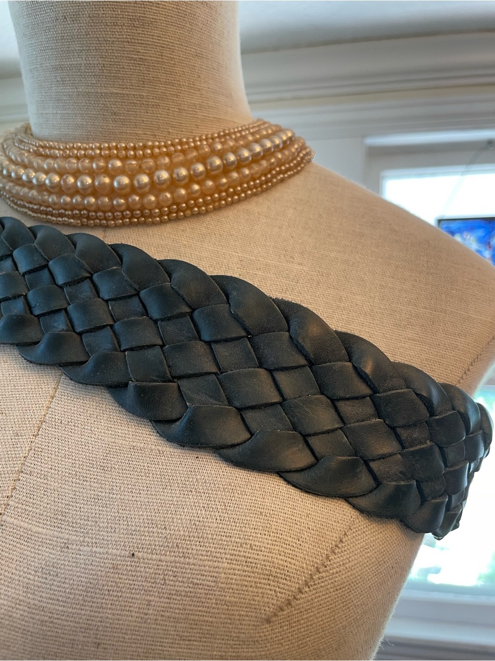 Woven Leather Dark Green Statement Belt Ginnie Johansen Inc Dallas